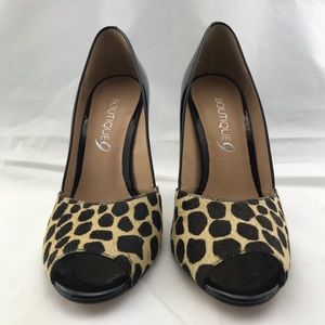 Leopard peep toe heels